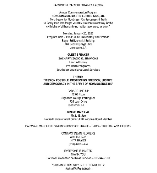 Sample Mlk Program Layout Local NAACP Branch to hold MLK Program and Parade on Monday | Jackson ...